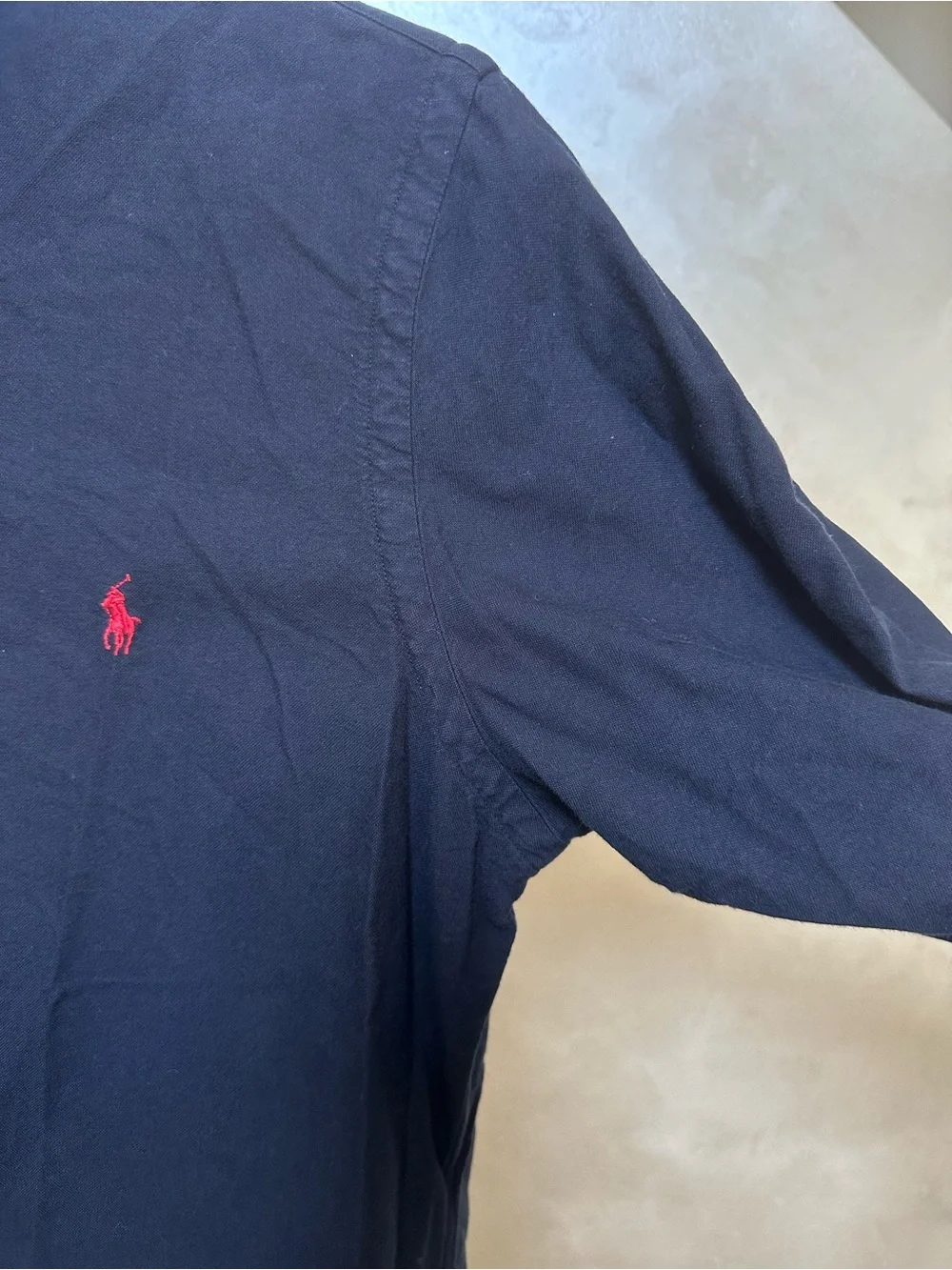 Polo by Ralph Lauren Navy Button-Down Shirt with Red Pony size small